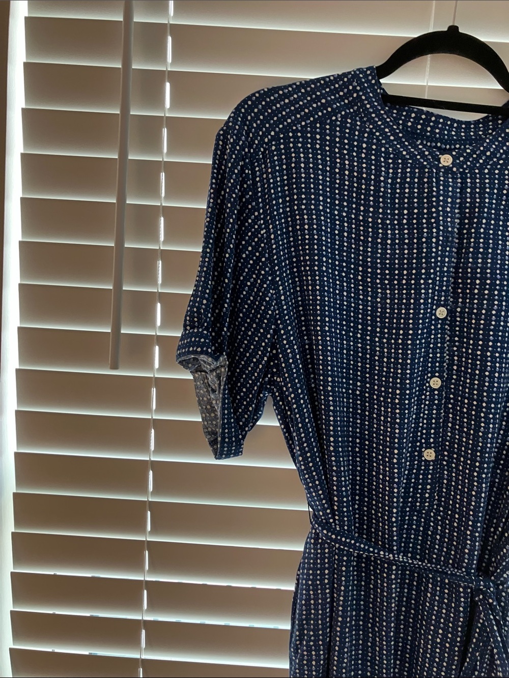 GAP Navy Dot Button-Front Midi Dress - Picture 5 of 7